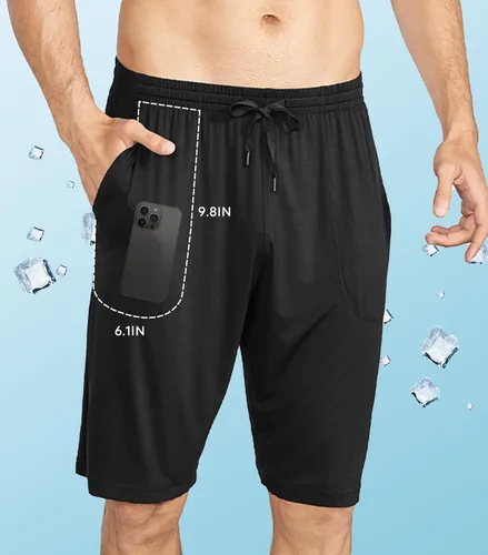Vista 3 de DAVID ARCHY Pantalones cortos de pijama para hombre, de rayón de bambú, suaves, cómodos, con bolsillos, paquete de 2
