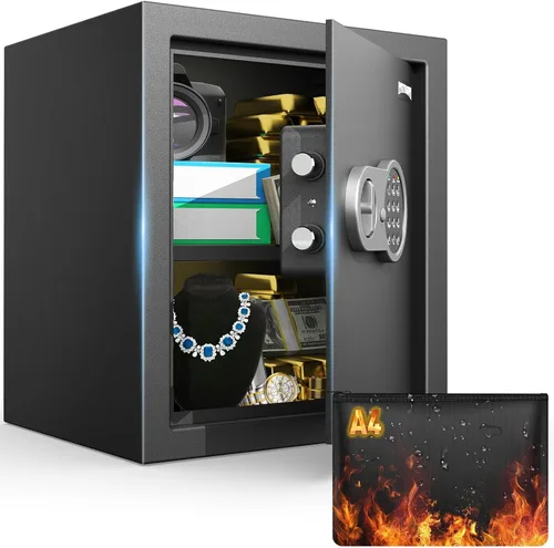 Vista 8 de [1.2 pies cúbicos] Caja de seguridad PATRON con llave, seguridad digital para el hogar, cajas fuertes de gabinete para documentos en efectivo, cajas