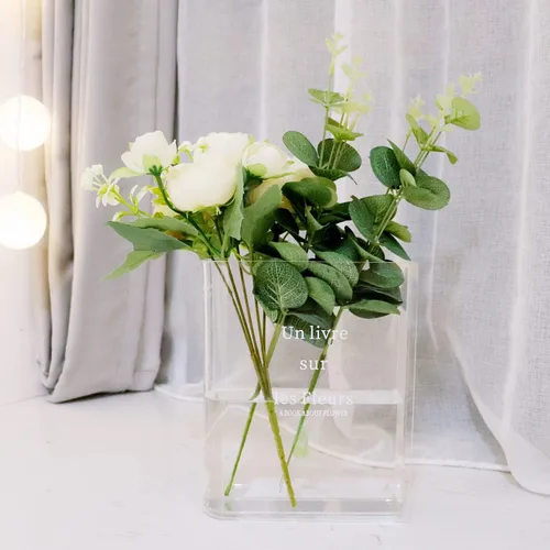 Vista 8 de Florero para flores, jarrones transparentes, jarrones acrílicos para flores, florero único, bonito jarrón para decoración de estantería, decoración