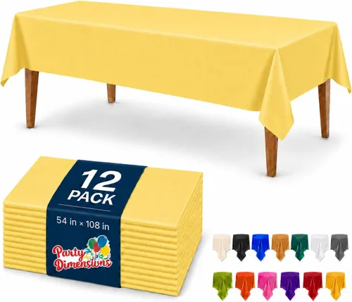 Vista 9 de Party Dimensions Mantel de plástico negro, paquete de 12 manteles rectangulares desechables de 54 x 108 pulgadas para mesas de 6 a 8 pies