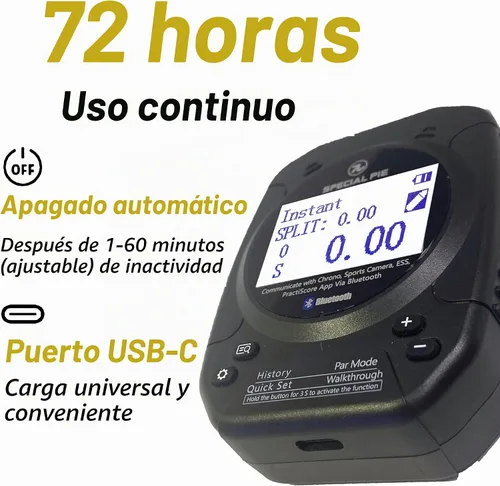 Vista 6 de Indesign Shot Timer with Belt Clip - 2025 Upgraded Shot Timer for Shooting Competition, Bluetooth Connect, Ideal for IPSC, IDPA, USPSA Negro