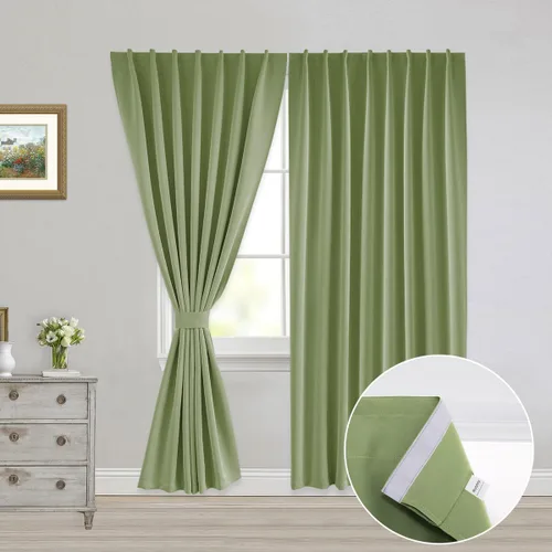 Vista 26 de Muamar Cortinas opacas sin taladro, paneles de cortina para ventana fáciles de instalar, juego de 2 paneles de cortinas portátiles para dormitorio