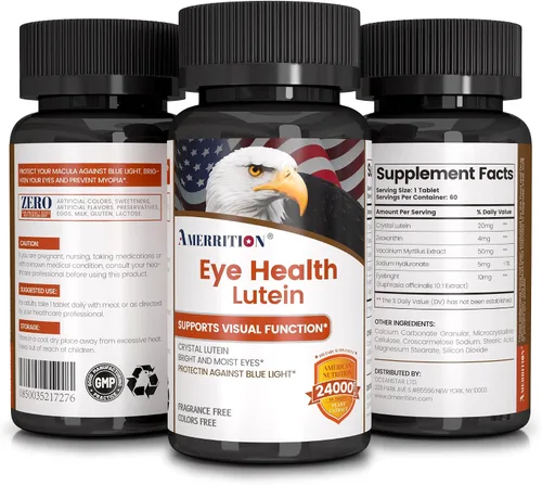 Vista 4 de Suplemento avanzado para la salud ocular de luteína, mejorado con zeaxantina, apoya la visión y la salud ocular, sin OMG y sin gluten, tabletas