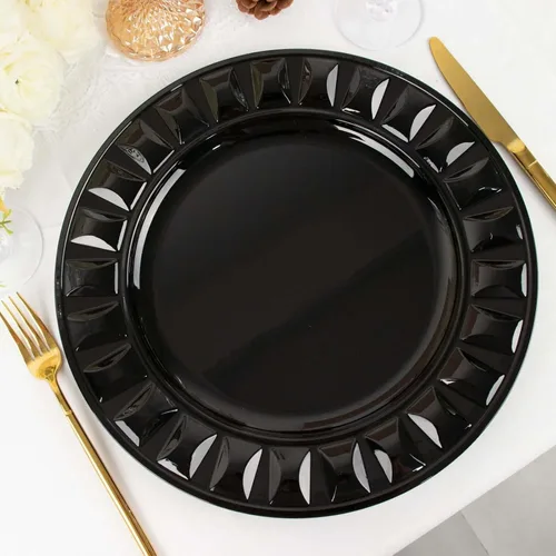 Vista 39 de Efavormart - Paquete de 6 platos de carga de plástico acrílico con relieve de encaje rústico dorado de 13 pulgadas