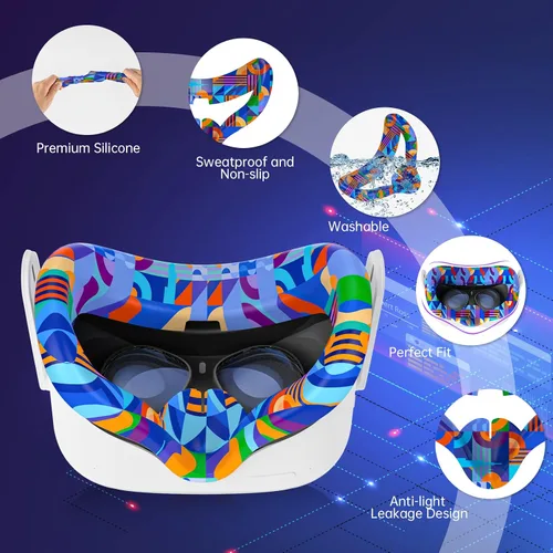 Vista 4 de Accessories for Oculus Quest 2All in One VR Headset Silicone Face CoverVR Shell CoverQuest 2 Touch Controller Grip CoverProtective Lens