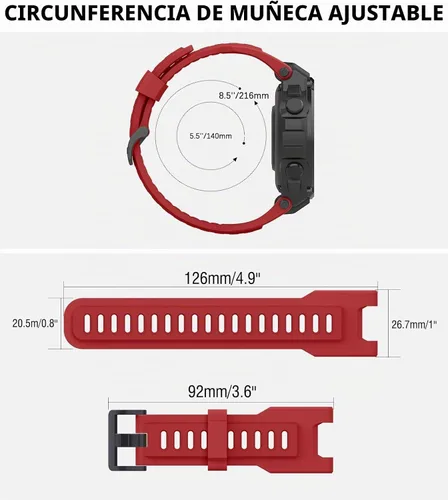 Vista 6 de MoKo Sport Band Compatible with Amazfit T-Rex/T-Rex Pro Rojo