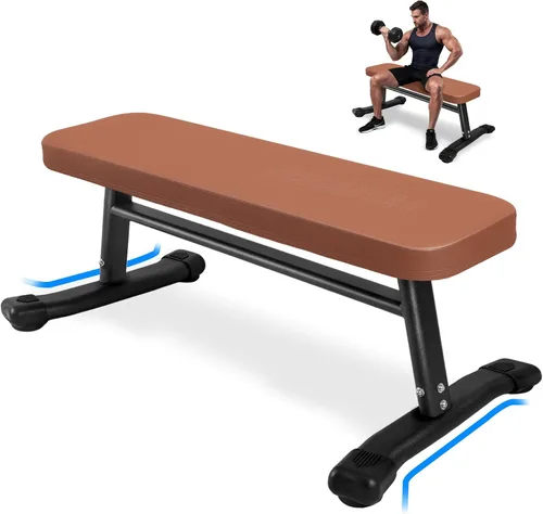 Vista 11 de Banco de peso plano, banco de entrenamiento de 660 libras, equipo de ejercicio de prensa de banco para gimnasio en casa, entrenamiento de fuerza