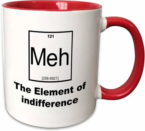 Vista 10 de 3dRose Meh-The Element of Indifference - Taza de dos tonos, 11 onzas, color negro
