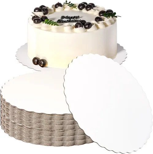 Vista 12 de Fit Meal Prep Paquete de 20 tablas para tartas, círculos redondos dorados de 6 pulgadas, círculos de pizza desechables, soporte de base para postres