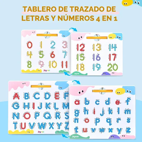 Vista 2 de JoyCat Juego de tableros magnéticos de letras y números para trazar, tablero doble cara de alfabeto y números para niños pequeños, práctica de ABC