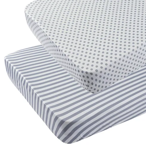 Vista 14 de Onacosht Pack n Play Sheets - Juego de 3 sábanas unisex para bebé, tejido elástico, portátil, de punto de jersey, funda de colchón para cuna