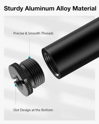 Vista 4 de InnoGear Tubo de extensión de soporte de micrófono, 2 piezas de 5/8 pulgadas de rosca de micrófono extensor de micrófono con 2 adaptadores de metal