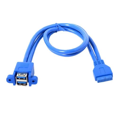 Vista 11 de chenyang USB 3.0 Cabezal de panel frontal 2 macho a 2 USB 3.0 hembra Panel Cable de extensión 0.5M con orificios de montaje en panel