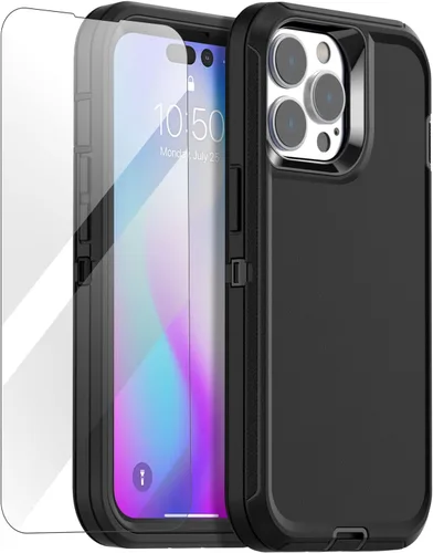 Vista 9 de AICase Funda para iPhone 14 Pro Max (6.7") con Protector de Pantalla de Vidrio, Protección contra Caídas de Servicio Pesado, Cuerpo Completo