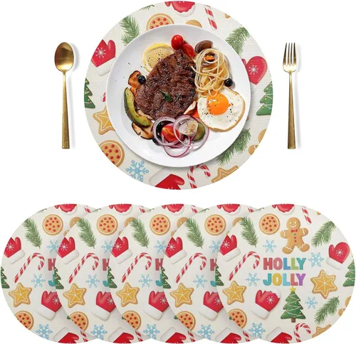 Vista 3 de Gingerbread Men PVC Placemat, Washable Heat Proof Table Mat for Kitchen one sizex1