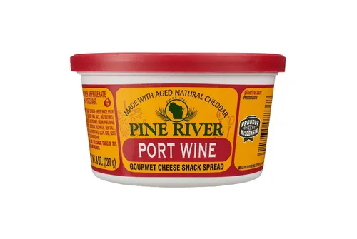 Vista 2 de Pine River Queso para untar paquete de 4 Vino de Oporto (4) tinas de 8 onzas Estable en el estante Afrutado, afilado y cremoso auténtico