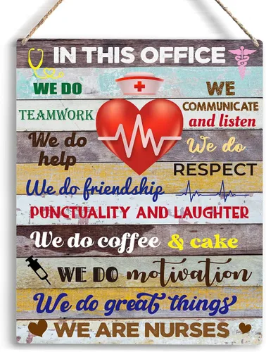Vista 7 de Dear My Team - Arte de regalo de enfermera, arte de pared para personal médico, letrero colgante de madera inspirador para oficina, 10 x 8 pulgadas