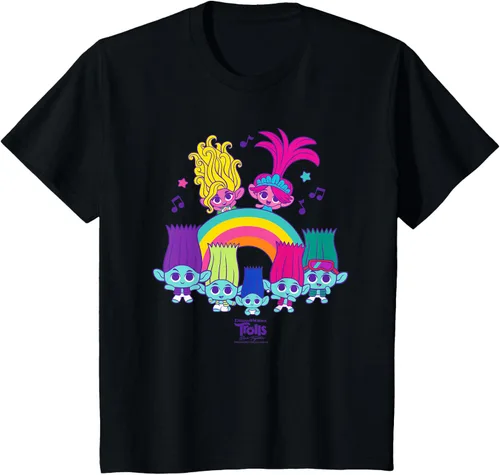 Vista 27 de Camiseta DreamWorks Trolls Band Together BroZone Poppy Viva Rainbow Negro