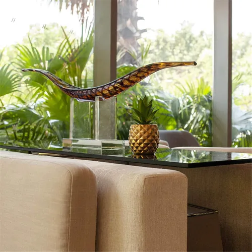 Vista 5 de Decoración artificial de piña en maceta, piña falsa, decoración de mesa de cocina (dorado)