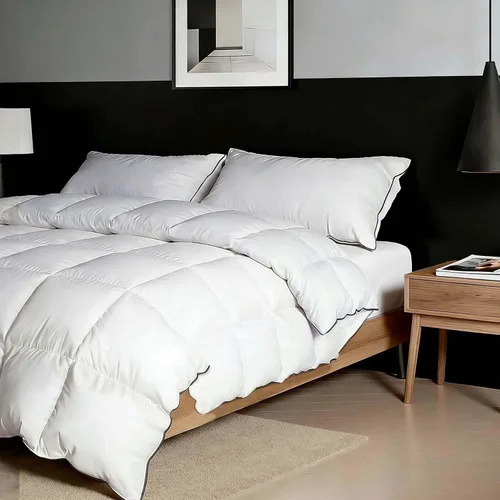 Vista 9 de Edredón de fibra de plumón tamaño Queen, relleno de edredón de plumón de algodón para todas las estaciones, colección de hotel ultrasuave