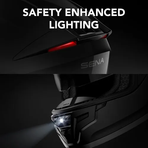 Vista 3 de Casco inteligente integral para motocicleta Sena Phantom y ANC con comunicaciones integradas, iluminación LED y sonido de segunda