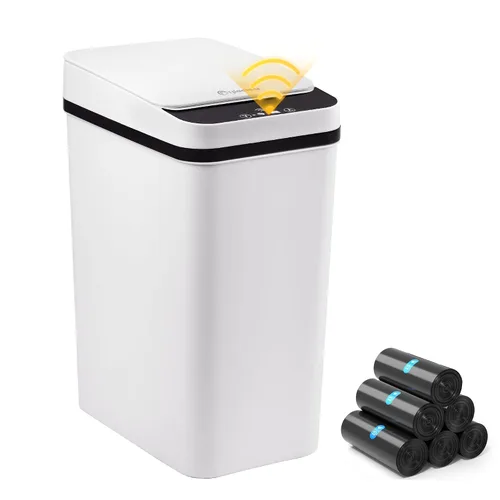 Vista 11 de Cubo de Basura Negro para Baño de 2.6 Galones, Basurero con Sensor de Movimiento Automático Sin Contacto, Cubo de Basura Pequeño Inteligente