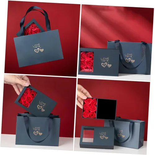 Vista 9 de ABOOFAN 1 juego de caja collar de flores joyas joyas bolsas de regalo de papel especial bolsa de regalo de fieltro rosa caja de regalo manual caja