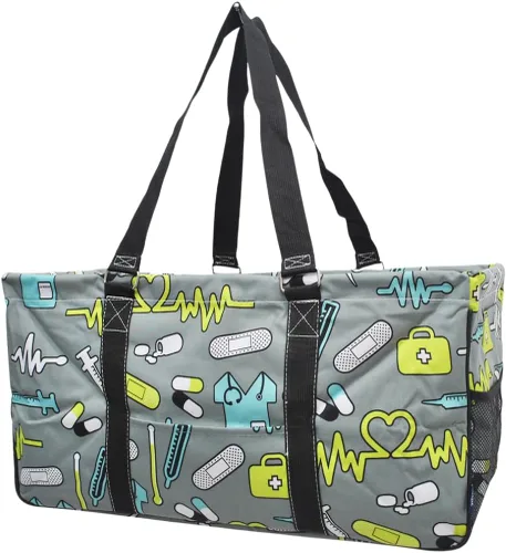 Vista 65 de NGIL Bolsa de comestibles reutilizable extra grande plegable de gran tamaño para comestibles, almacenamiento, picnic, playa, Estampado de vaca