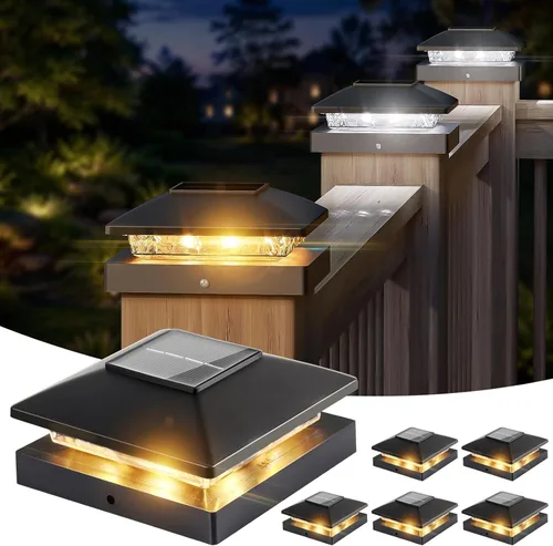 Vista 14 de JOFIOS Paquete de 12 luces solares con tapa de poste, impermeable IP65 Negro