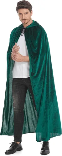 Vista 5 de LMYOVE Capa de terciopelo con capucha para adulto, disfraz de Navidad y Halloween