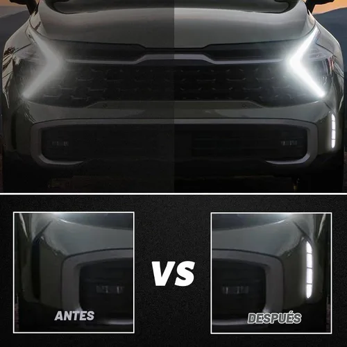 Vista 5 de Switchback Luz antiniebla LED blanca/ámbar para parachoques delantero DRL con función de señal de giro secuencial ámbar Compatible con Kia Sportage