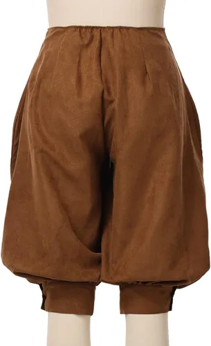 Vista 6 de GRACEART Pantalones renacentistas para mujer, pantalones de pirata, de gamuza, cintura alta, con doble botonadura, medievales