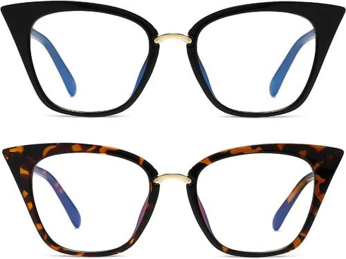 Vista 10 de MORESHINE Lindas gafas de bloqueo de luz azul de ojo de gato para mujer, marco de lentes transparentes para computadora, antifatiga ocular Cristal
