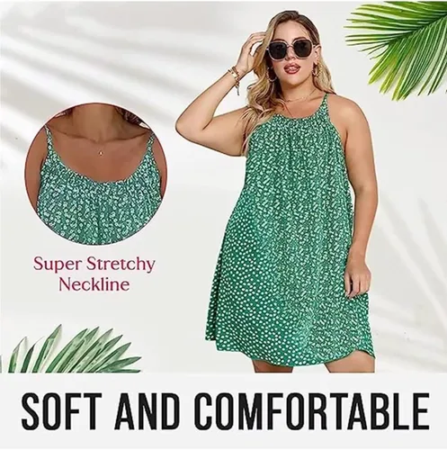 Vista 2 de SOULRAZY CamiBloom - Vestido camisola con estampado floral para mujer, de verano, holgado, camisola, minivestido sin mangas