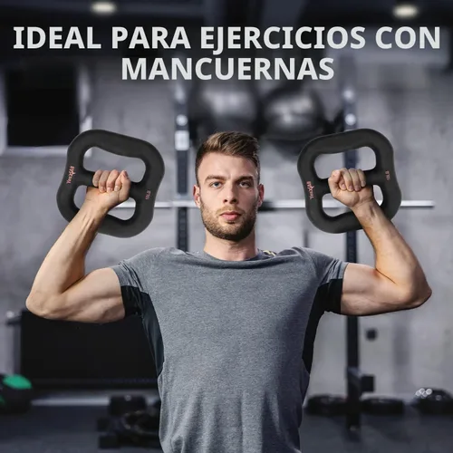 Vista 4 de Yes4All Mancuerna multifuncional de neopreno 3 en 1, con núcleo sólido, curva ergonómica, color negro