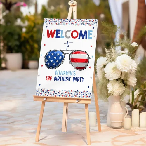 Vista 4 de HAQCO 4Th Of July Welcome Poster Fourth Of July Poster Independence Day Patriotic Birthday Party Decor Red White And Blue
