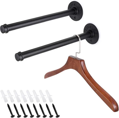 Vista 14 de Sumnacon 2 Piezas Barra de Ropa de Tubo Industrial de 5.9 Pulgadas – Perchero de Metal Rústico de Servicio Pesado con Tornillos, Soporte para Ropa