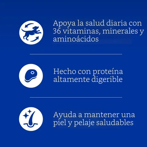 Vista 3 de Alimento húmedo para perros adultos Pedigree, trocittos de carne con salsa 100% complete & balanced, made with real beef, supports lean muscles
