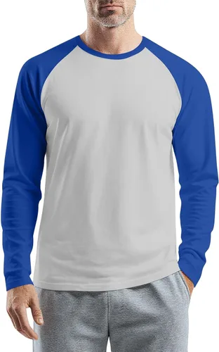 Vista 29 de Camisas de manga larga para hombre, camiseta casual de cuello redondo, suave, elástica, M-3XL