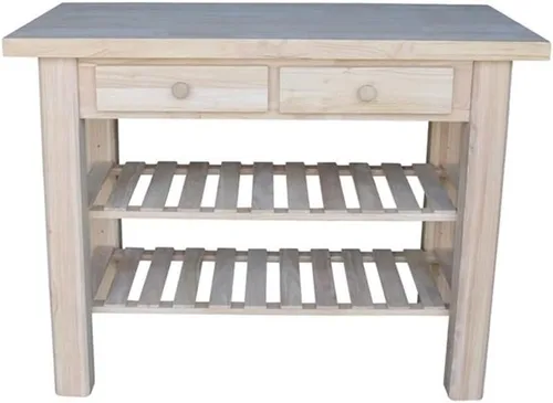 Vista 4 de International Concepts - Isla de cocina de madera moderna en color natural