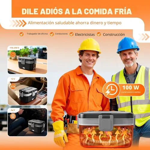 Vista 3 de Fiambrera eléctrica para adultos, 2.8L doble capa 100 W, calentador de alimentos calentado rápido, calentador de alimentos para uso en casa