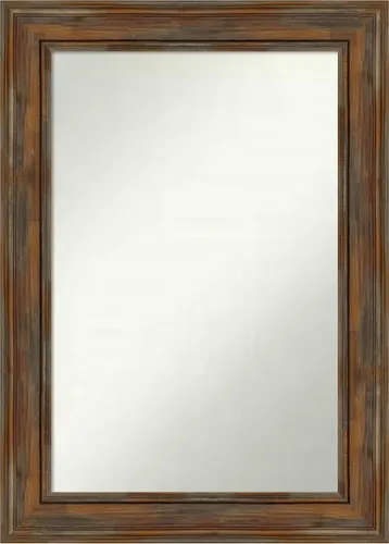 Vista 175 de Amanti Art Espejo de baño marrón para sobre fregadero, 26 x 26 pulgadas, espejo de tocador cuadrado marrón rústico Alexandria, marco de madera