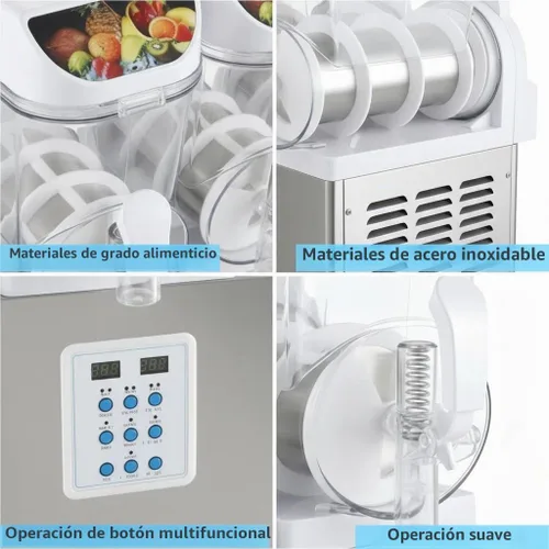 Vista 4 de Máquina comercial de granizado 30L Máquina de bebidas congeladas 2 tanques Slushy Maker Margarita para Restaurante Fiesta Cafetería o Bar Fiestas