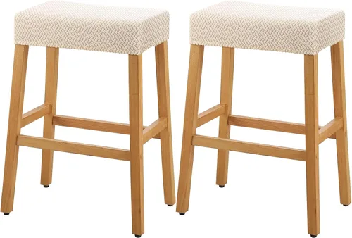 Vista 10 de YISUN Fundas de taburete rectangulares, paquete de 2 fundas elásticas impermeables para asiento de silla de montar, taburetes de bar, sillas de bar