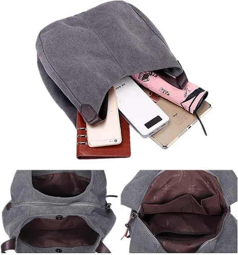 Vista 4 de Bolso Hobo de lona Bolso de mano Bolso de hombro de compras