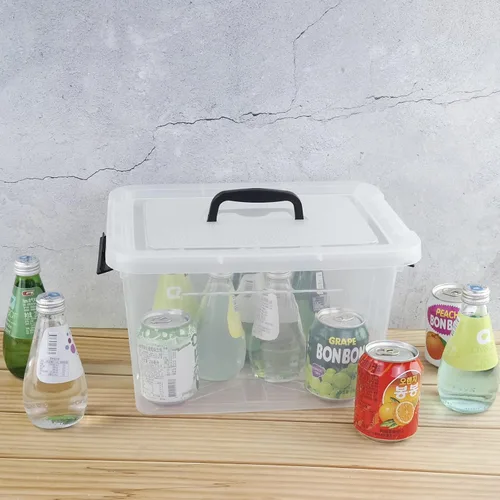 Vista 5 de Kekow Paquete de 6 cajas de almacenamiento de plástico de 10 L, contenedores de almacenamiento de plástico transparente con tapas