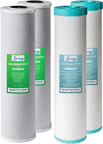 Vista 38 de iSpring F2WGB22B Juego de repuesto de filtro de agua de 2 etapas de 4.5 x 20 pulgadas para toda la casa con cartuchos de bloque de sedimentos