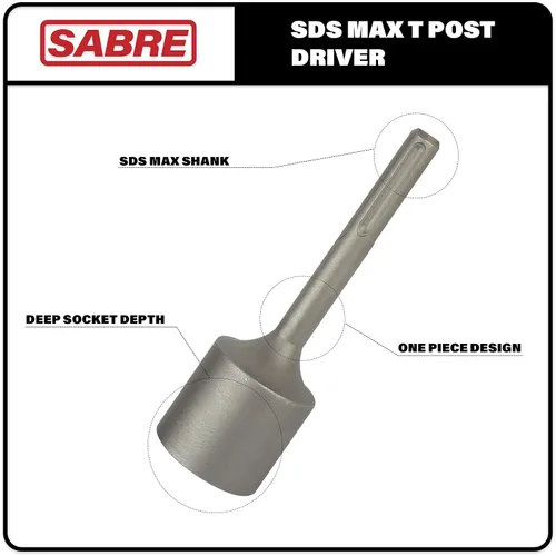 Vista 3 de SDS Max Shank T - Accesorio para atornillar postes en T con taladro de martillo giratorio, cabeza de 2 pulgadas de diámetro, controlador de poste
