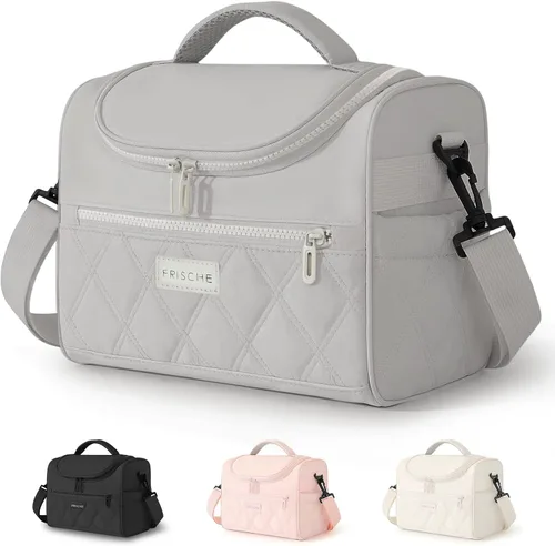 Vista 10 de Bolsa de almuerzo para mujer, suave y ligera, lonchera aislada a prueba de fugas con correas, lonchera térmica reutilizable para almuerzo