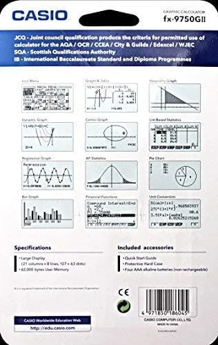 Vista 4 de Casio - Calculadora gráfica 9750gii, LCD de 21 dígitos